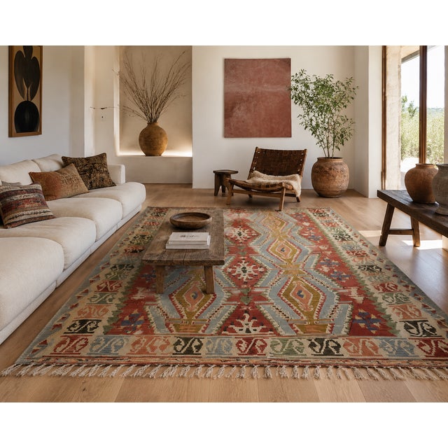 Mid-Century Modern Large Vintage Hand-Knotted Anatolian Kilim, 1970s For Sale - Image 3 of 12