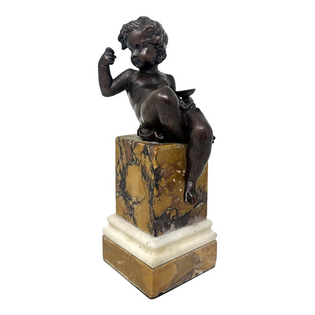 Antique Regency Grand Tour French Bronze Dore Cherub Putti Sienna Marble 19 Cent For Sale