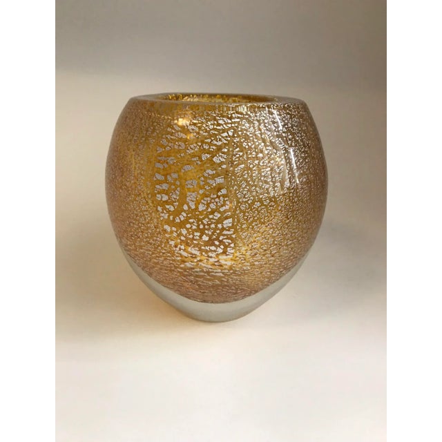 Italian Gold Glass Stardust Vase For Sale In Los Angeles - Image 6 of 8