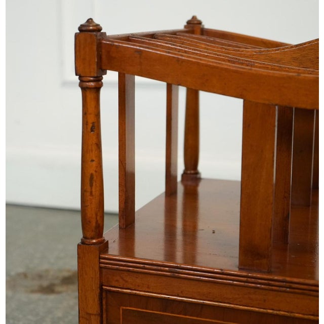 Vintage Walnut Canterbury Newspaper Rack with Brass Handles J1 For Sale - Image 6 of 15