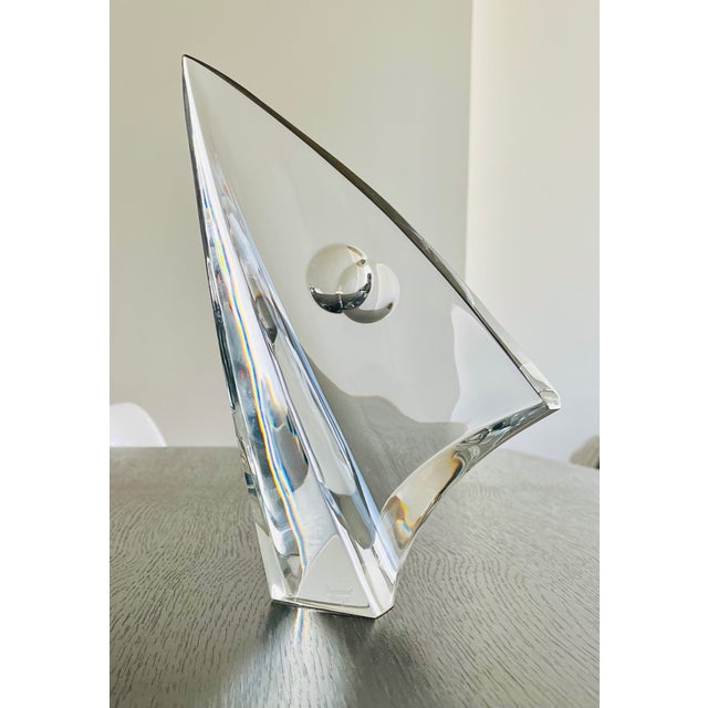 A rare vintage Baccarat crystal Voile Sail sculpture by French artist Robert Rigot, signed, authenticated with Baccarat...