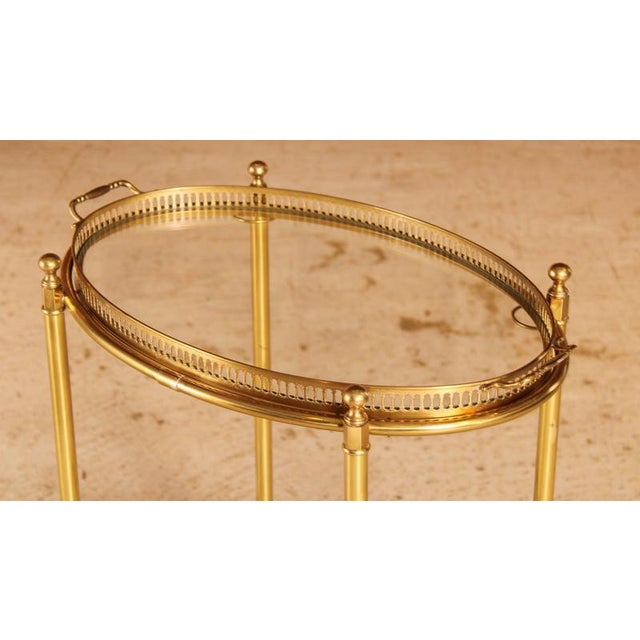 Metal Mid-Century Modern French Brass and Glass Bar Cart, 1950s For Sale - Image 7 of 10