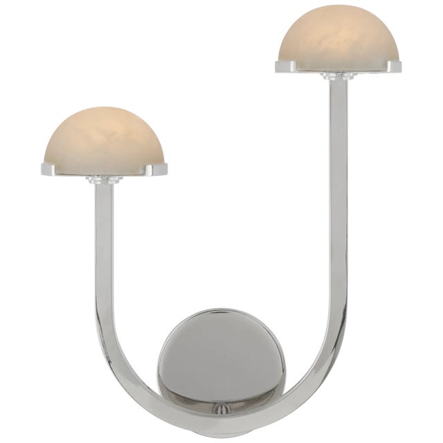 Kelly Wearstler for Visual Comfort Signature Pedra 15" Asymmetrical Left Sconce in Polished Nickel with Alabaster For Sale