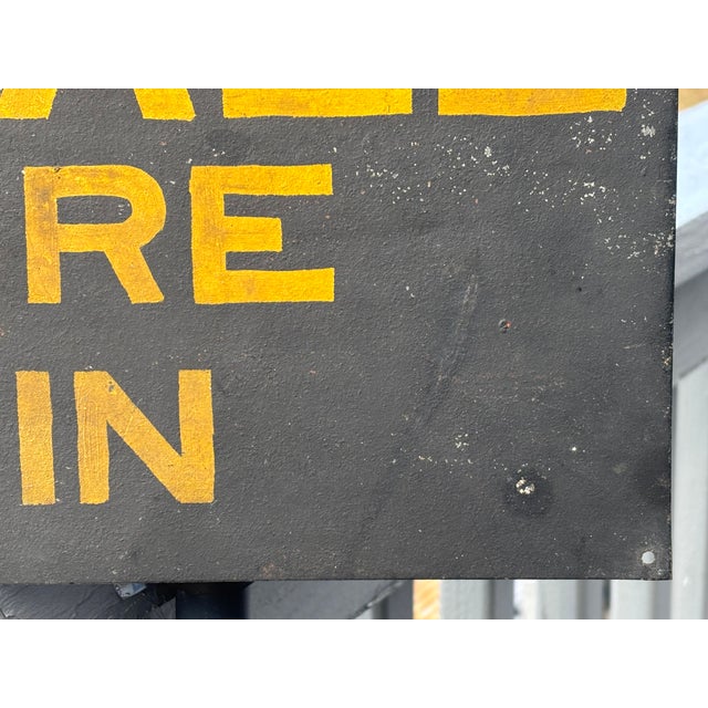Yellow Late 19th C. Metal Retail Sign - For Sale Inquire Within For Sale - Image 8 of 8