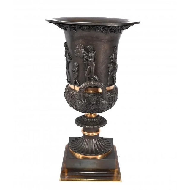 Metal Classical Bronze Campana Urns, Set of 2 For Sale - Image 7 of 12