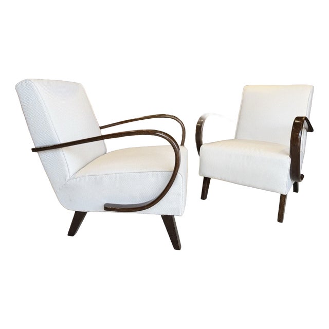 Vintage Art Deco Lounge Chairs by Jindrich Halabala, Set of 2 For Sale