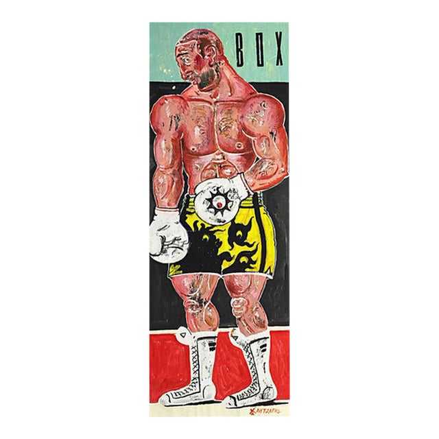 Kleomedes, Life Size Boxer Painting, Oil on Paper, 2015 For Sale