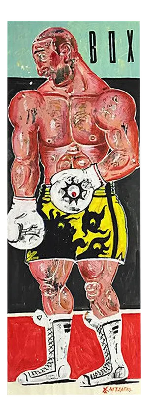 Kleomedes, Life Size Boxer Painting, Oil on Paper, 2015