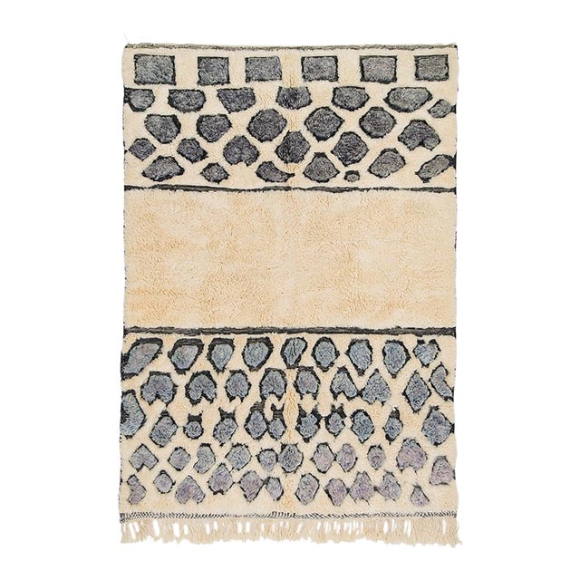 Mosaic Pebble-Pattern Hand-Knotted Moroccan Wool Rug | 9'7" X 6'7" | One of a Kind For Sale