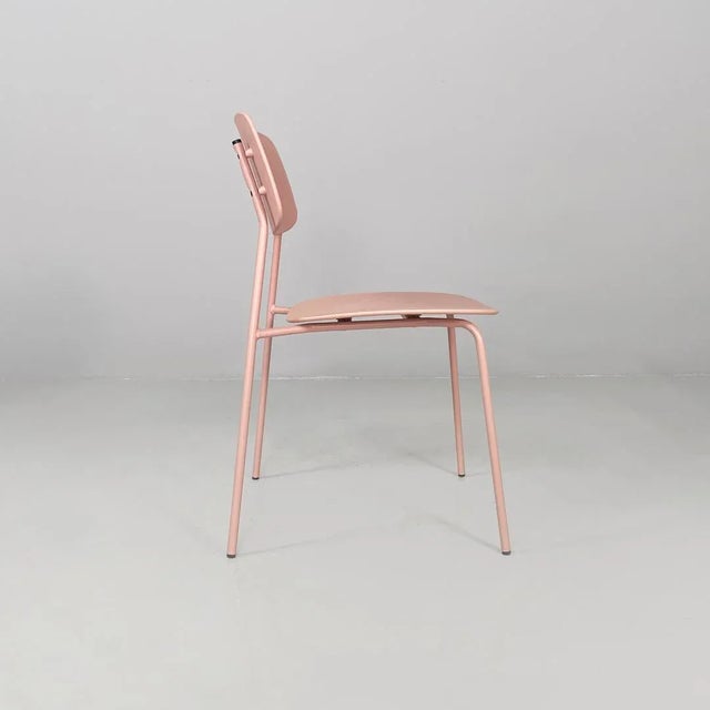Italian Modern Light Pink Metal and Plastic Chairs from Tomasucci, 2000s, Set of 4 For Sale - Image 4 of 18