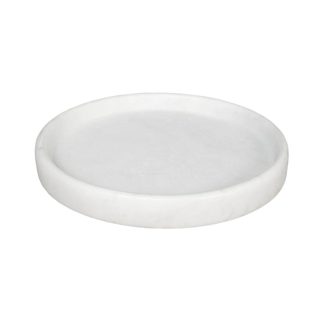 NOIR 16" Round Tray, White Stone For Sale