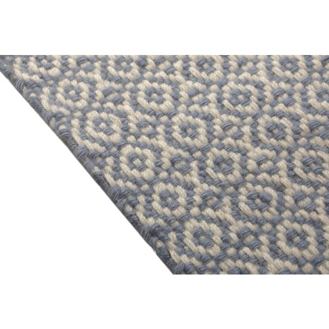 Contemporary Rug & Kilim’s Contemporary Flatweave in Blue & White Geometric Patterns For Sale - Image 3 of 7