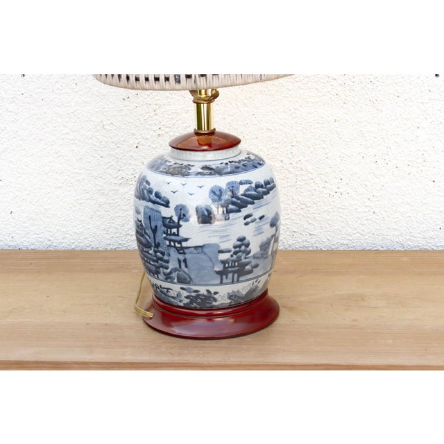 Vintage Willow Pavillion Porcelain Lamp For Sale In Los Angeles - Image 6 of 7