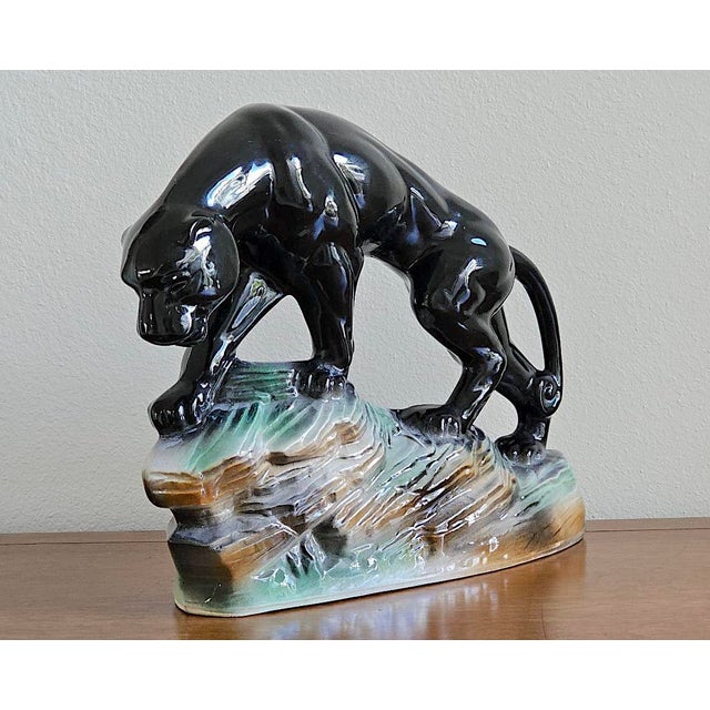 Mid-Century Modern Vintage 1959 Lane & Co. Black Panther Tv Lamp Sculpture – Mid Century Modern Art Deco Safari Decor For Sale - Image 3 of 12