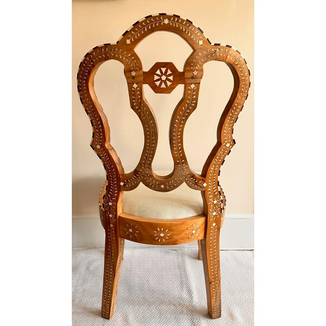 Teak Inlay Anglo Indian Dining Chair For Sale - Image 4 of 9
