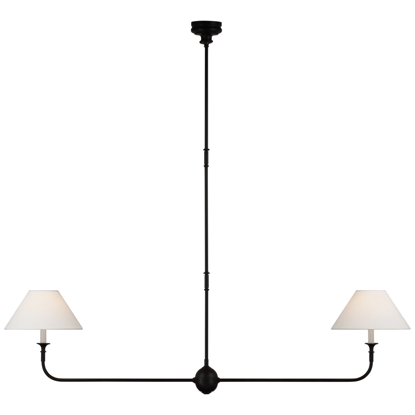 Thomas O'Brien for Visual Comfort Signature Piaf Large Two-Light Linear Pendant in Aged Iron ...