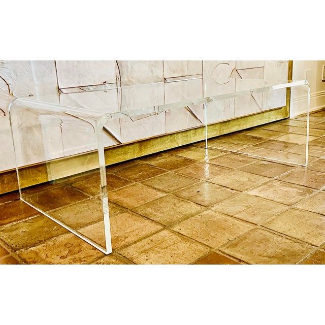 Contemporary Clear Lucite Waterfall Coffee Table After Charles Hollis Jones For Sale - Image 3 of 11
