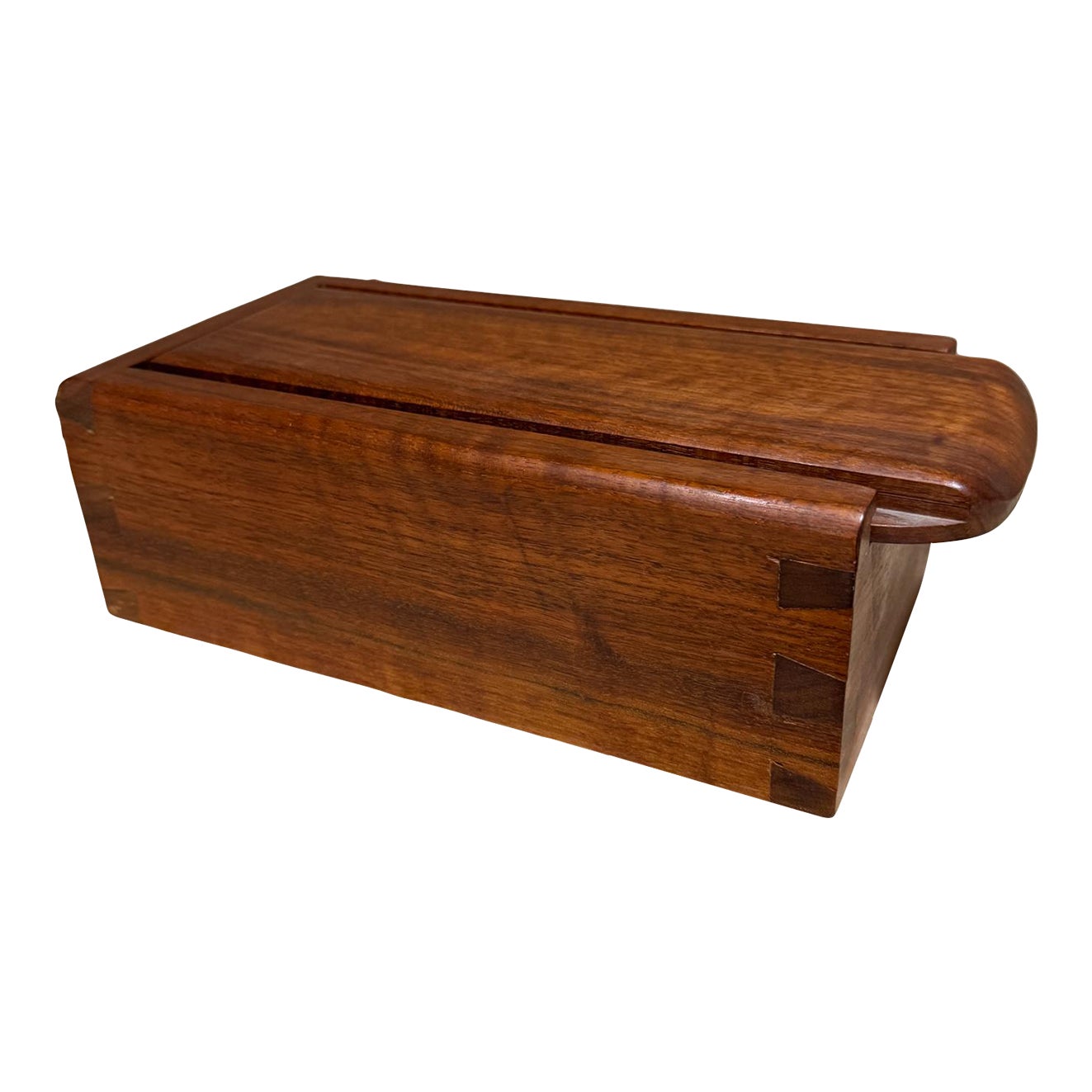 1960s Studio Art Walnut Wood Box Slide Open | Chairish