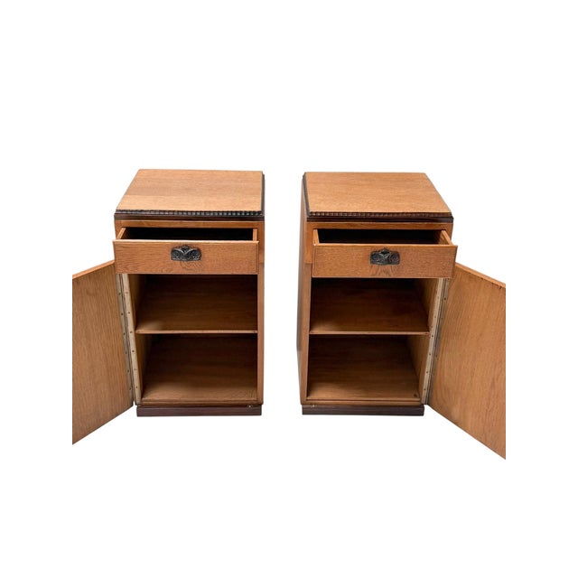 Art Deco Nightstands Oak and Ebony by Fa. S. Speelman, 1920s, Set of 2 For Sale - Image 4 of 8