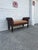 Boho Chic Vintage Boho Woven Rattan Wicker Scroll Arm Upholstered Bench For Sale - Image 3 of 12