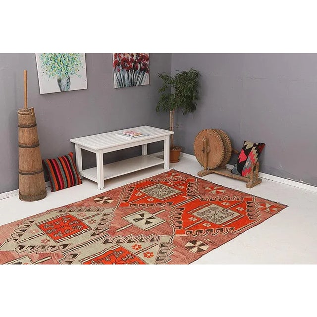 Vintage Turkish Kars Kilim Rug For Sale In Los Angeles - Image 6 of 7