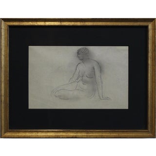 Guillaume Dulac, Sketch Portrait of Seated Nude, 1920s-1940s, Pencil on Paper For Sale