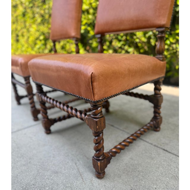 1930s Gorgeous Vintage Ebanista Leather Chairs For Sale - Image 5 of 16