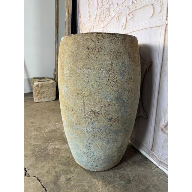Large Antique Terracotta Vessel With Weathered Ochre and Blue Patina For Sale In Los Angeles - Image 6 of 8
