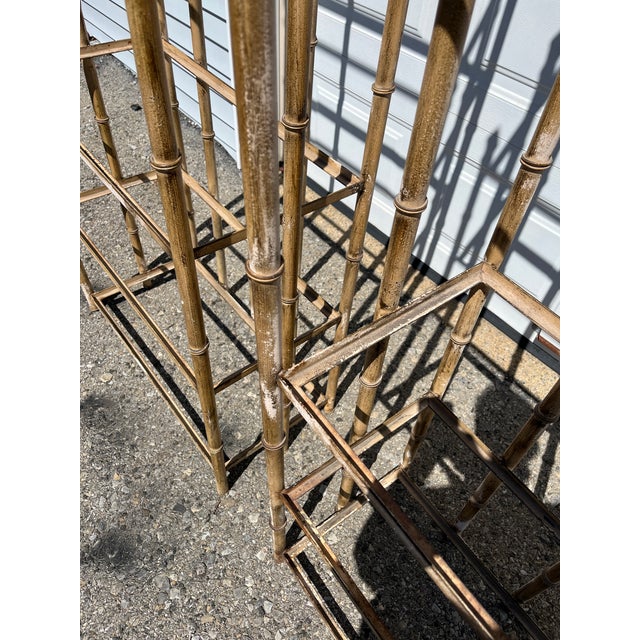 1970s 1970s Pair of Hollywood Regency Style Faux Bamboo Iron Etageres For Sale - Image 5 of 6