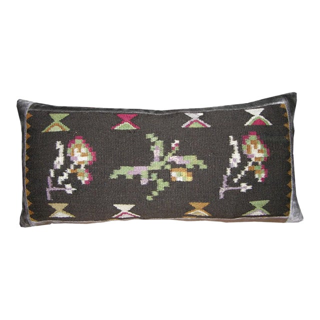 19th Century Bessarabian Tapestry Pillow, Folk Floral Design For Sale
