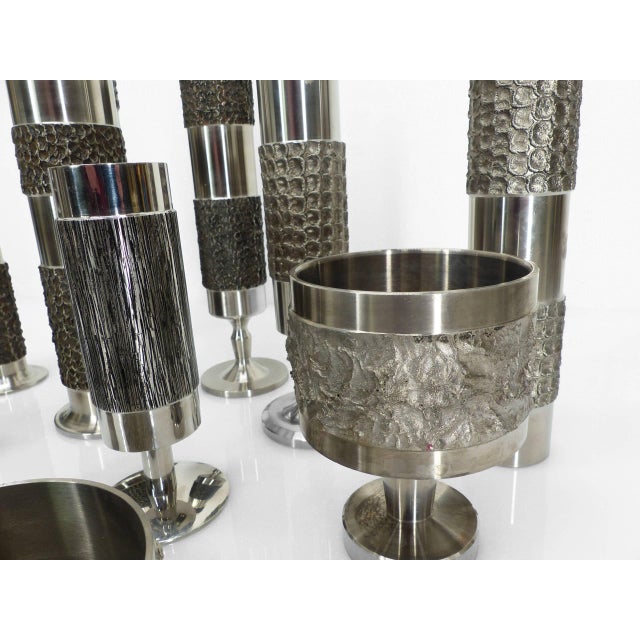 Silver Space Age Brutalist Steel Vases from BMF, Germany, 1970, Set of 13 For Sale - Image 8 of 10