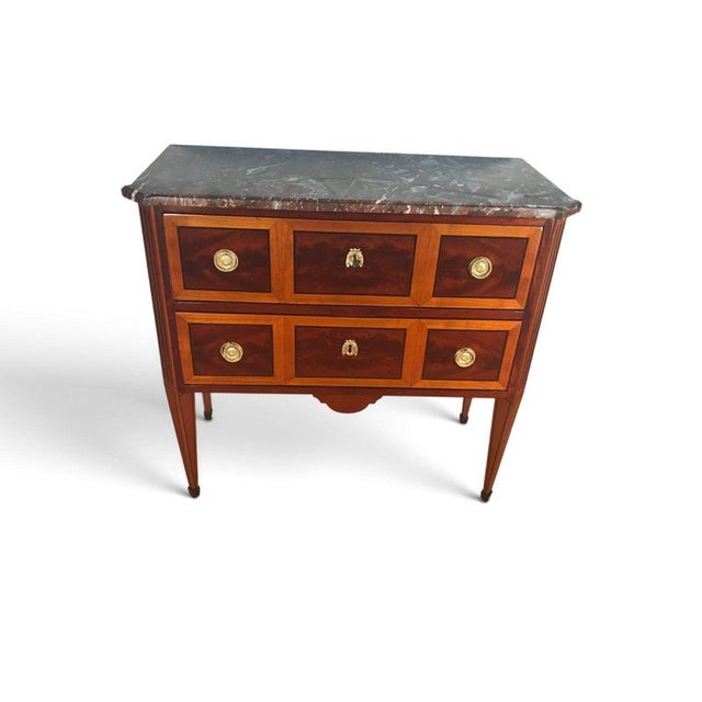 French louis xvi mahogany chest of drawers, circa 1780 an elegant french louis xvi chest of drawers dating to circa 1780,...