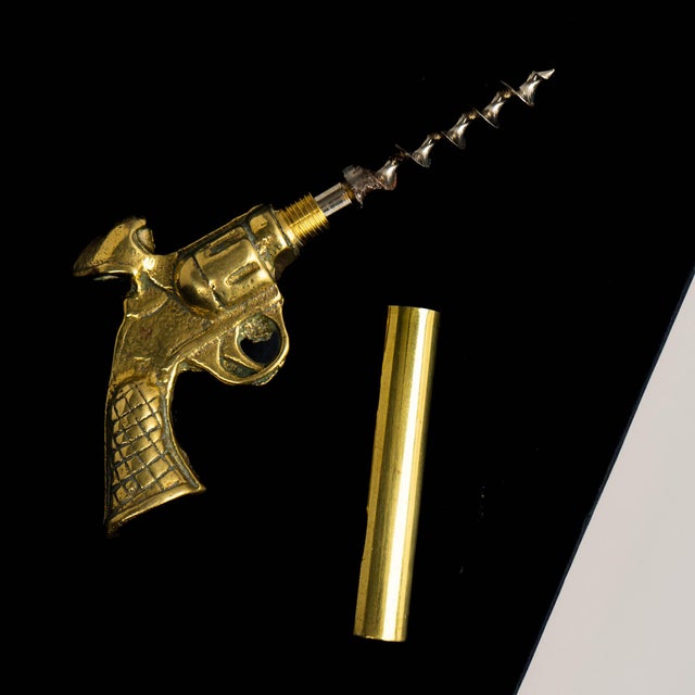 Vintage Brass Revolver Corkscrew & Bottle Opener For Sale - Image 12 of 13