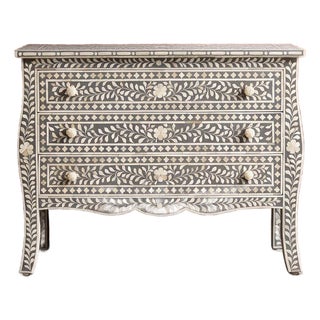 French Bombay Style Arabesque Bone Inlay Three-Drawer Chest – By House of Jaipur For Sale