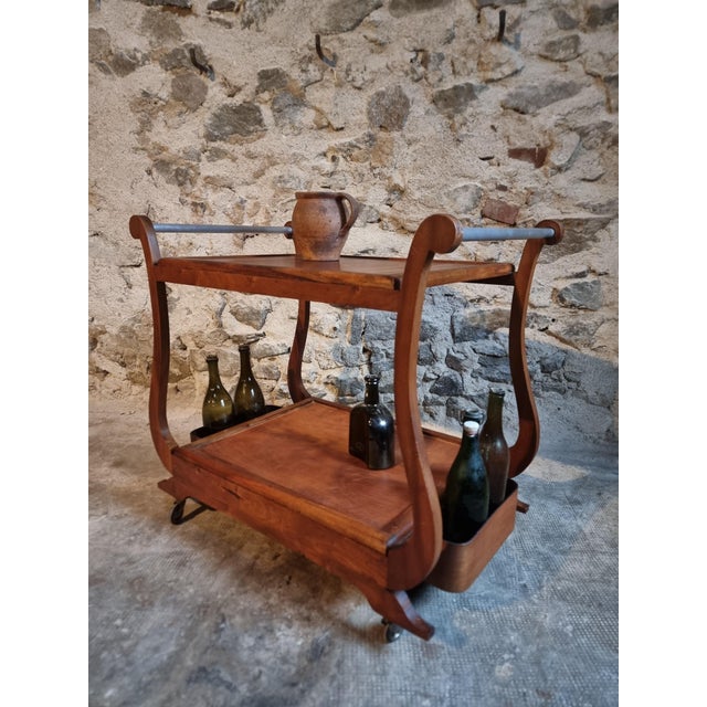 Mid-Century French Walnut Serving Trolley with Casters, 1950s For Sale - Image 10 of 14