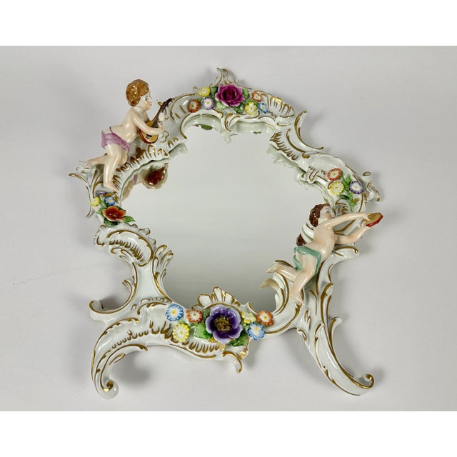 20th Century Baroque Mirror in Porcelain with Musical Putti by PMP, GDR For Sale - Image 9 of 9