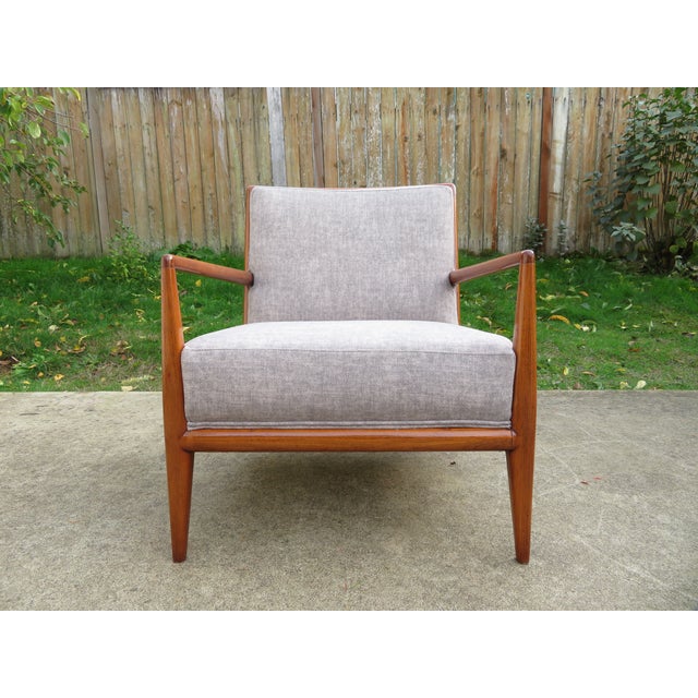 New Upholstery ~ t.h. Robsjohn-Gibbings Lounge Chair & Ottoman ~ Mid Century Modern For Sale - Image 11 of 17