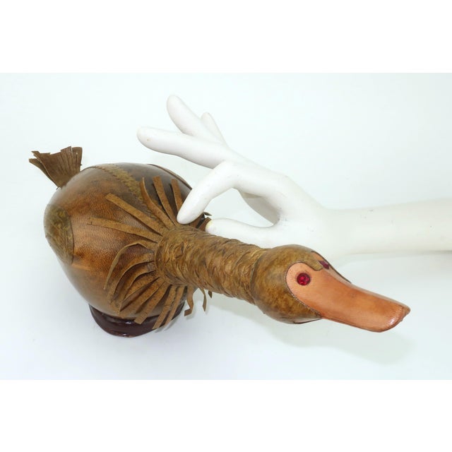 Mid 20th Century Italian Leather Covered Glass Duck Decanter For Sale - Image 13 of 13
