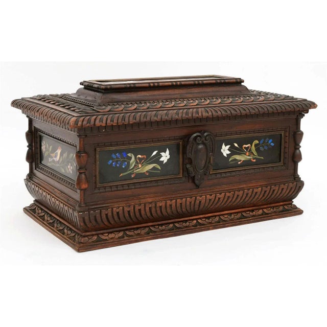 Traditional Large Antique Walnut Chest With Pietra Dura Plaques For Sale - Image 3 of 9