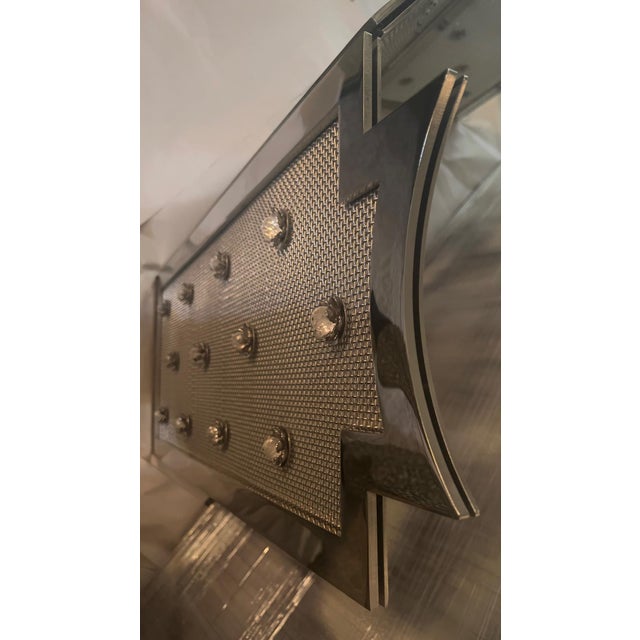 Modern Stainless Steel Mesh Floral Fireplace Fire Screen For Sale - Image 4 of 6