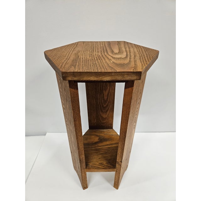 Rustic Antique Oak Plant Stand For Sale - Image 3 of 13