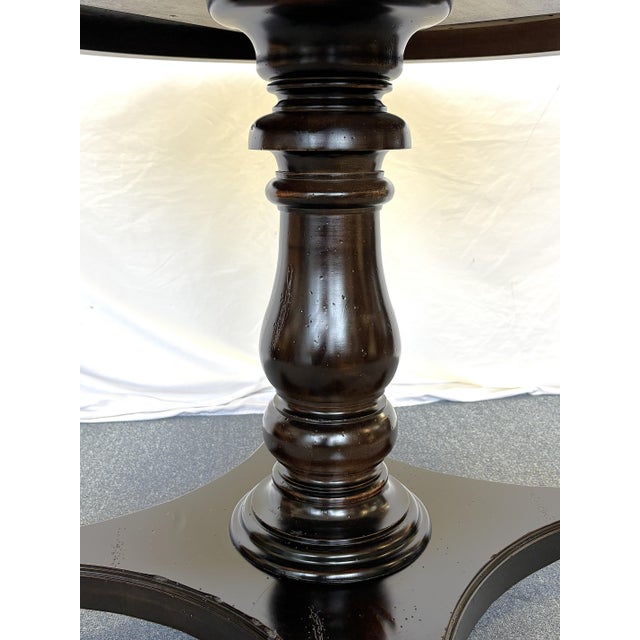 Vintage Neoclassical Style Round Pedestal Table With Brass Medallion Accents For Sale In West Palm - Image 6 of 17