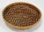 Vintage round woven rattan and split reed basket tray. Graphic display with two tone bowl and contrasting chunky natural...