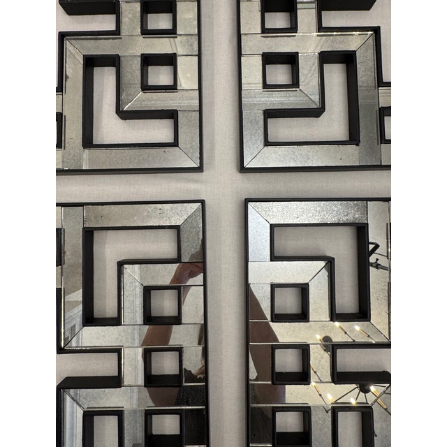 Vintage Hollywood Regency Fretwork Geometric Wall Mirrors, Set of 4 For Sale - Image 10 of 14