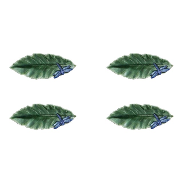 Bordallo Pinheiro Countryside Leaves Chestnut Leaf With Dragonfly, Set of 4 For Sale