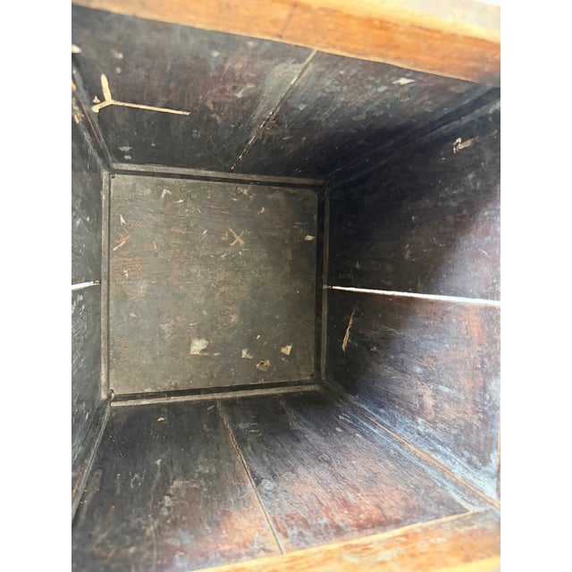 Brown Antique French Country Solid Wood Wastebasket / Trash Can For Sale - Image 8 of 12