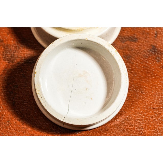 Wonderful Woods Areca Nut Antique Porcelain Lidded Pot Jar Advertising Toothpaste Bathroom Vanity Home Decor For Sale In New York - Image 6 of 8