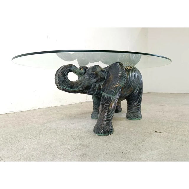 Gray Vintage Plaster Elephant Coffee Table, 1970s For Sale - Image 8 of 11
