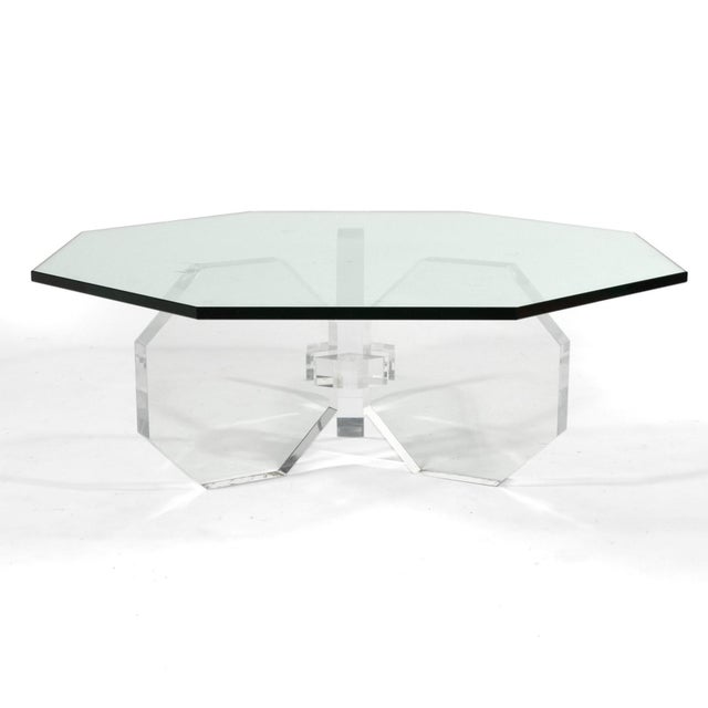 Mid-Century Modern Lucite Octagonal Form Coffee Table For Sale - Image 3 of 7