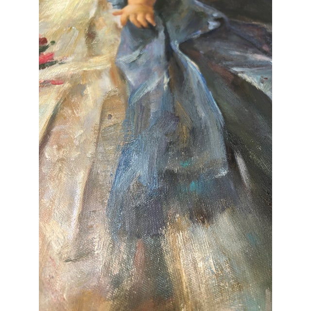 Vintage Oil Painting in Ornate Silver Frame For Sale - Image 13 of 18